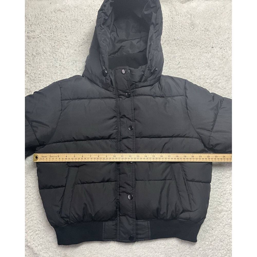 Aeropostale Black Zip Up And Buttoned Up Hooded Puffer Jacket Size L - Picture 3 of 7